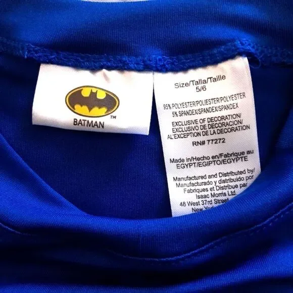 BATMAN Official Swim/Play Shirt UV Protection 50 SPF sz 5/6 - Picture 3 of 4